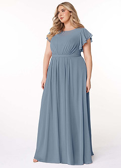 Azazie Daphne Modest Bridesmaid Dresses A-Line Ruffled Chiffon Floor-Length Dress image9