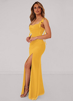 Barbie ♥ Azazie Bridesmaid Dresses Marigold Mermaid Corset Chiffon Dress image4