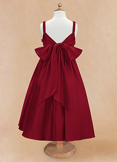 Azazie Midge Flower Girl Dresses Burgundy A-Line Bow Matte Satin Dress image6