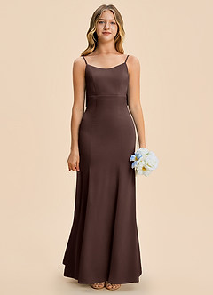 Azazie Lioren Junior Ganache Sheath Bow Stretch Satin Dress image5