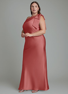 Azazie Yuanna Bridesmaid Dresses Antique Rose Mermaid One Shoulder Stretch Satin Dress image13