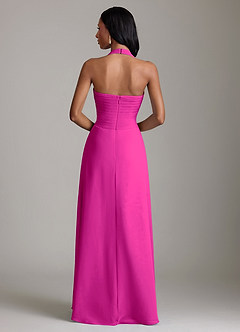 Azazie Clarisa Bridesmaid Dresses Fuchsia A-Line Pleated Chiffon Dress image2