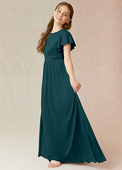 Azazie Mosley Junior A-Linie Gestreift Gittergewebe Kleid Kiefer image3