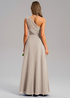 Azazie Phaedra Bridesmaid Dresses Frost A-Line One Shoulder Chiffon Dress image2