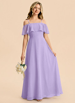 Azazie Maggie Junior Lilac A-Line Off the Shoulder Chiffon Dress image1