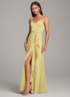 Azazie Naeem Bridesmaid Dresses Lemon Sorbet A-Line Stretch Satin Dress image3