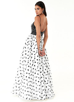 Gwen Black and White Polka Dot Contrast Gown image3