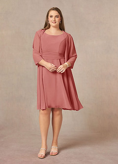Azazie Shirley Mother of the Bride Dresses Antique Rose A-Line Scoop Pleated Chiffon Dress image8