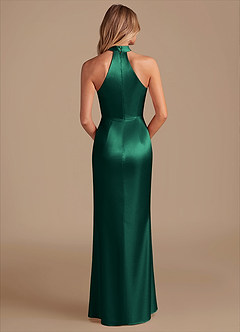 Azazie Karlotta Bridesmaid Dresses Emerald Sheath Pleated Metallic Satin Dress image2