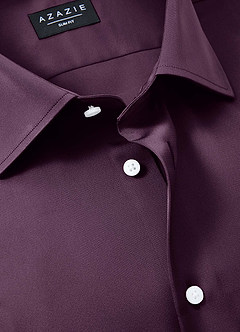 front Julian Plum Stretch Satin Dress Shirt