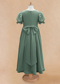 Azazie Joss Flower Girl Dresses Eucalyptus A-Line with Sleeves Chiffon Dress image6