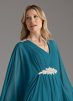 Azazie Drew Mother of the Bride Dresses Ink Blue A-Line Pleated Chiffon Dress image8