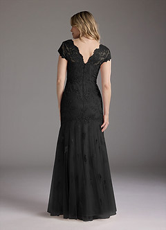 Azazie Marbella vestidos de madre de la novia Vestido de Negro de Encaje de Sirena con Reina Ana Lentejuelas image7