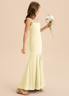 Azazie Evey Junior Abito Sirena in Chiffon Plissettato Sorbetto Al Limone image5