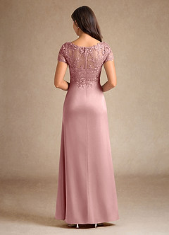 Azazie Santa Ana Mother of the Bride Dresses Dusty Rose A-Line Lace Stretch Satin Dress image3