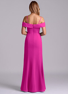 Azazie Luciana Bridesmaid Dresses Fuchsia Sheath Off the Shoulder Chiffon Convertible Dress image2