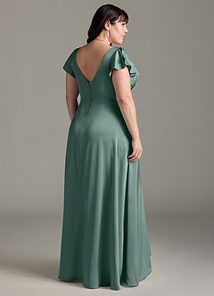 Azazie Omari Bridesmaid Dresses Eucalyptus A-Line Stretch Satin Dress image8