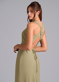 Azazie Evadne Bridesmaid Dresses Moss Green A-Line Pleated Chiffon Dress image8