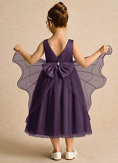 Azazie Pear Flower Girl Dresses Plum Ball-Gown Bow Tulle Dress image3