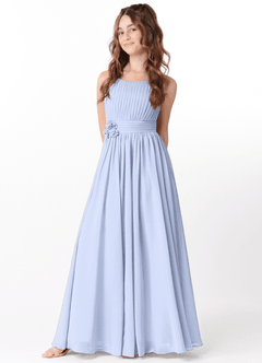 Azazie Astrid Junior Ice A-Line Floral Chiffon Dress image3