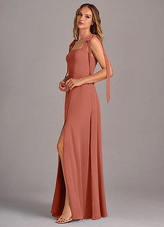 Azazie Debra Bridesmaid Dresses Clay A-Line with Pockets Chiffon Convertible Dress image4