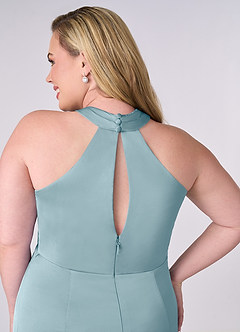 Barbie ♥ Azazie Bridesmaid Dresses Moody Blue Sheath Stretch Satin Dress image11