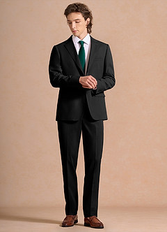 front Carter Sort Jakkesæt i bomulds- og hørblanding