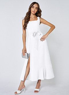 Love Of Romance White Tie-Straps Ruffled Midi Dress image3