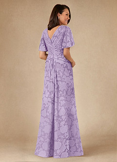 Azazie Emmeline Mother of the Bride Dresses Lilac A-Line Pleated Floral Burnout Dress image2
