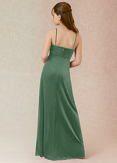 Azazie Solange Junior Eucalyptus A-Line Velvet Dress image2