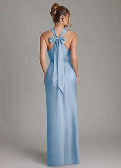 Azazie June Bridesmaid Dresses Powder Blue Sheath Stretch Satin Dress image6