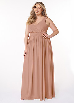 Azazie Kora Brautjungfernkleider A-Linie Plissee Chiffon Kleid Champagner Rosa image9
