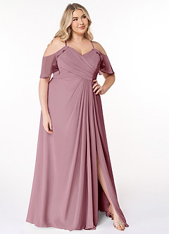 Azazie Dakota Bridesmaid Dresses Vintage Mauve A-Line V-Neck Pleated Chiffon Dress image9