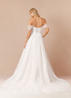 Azazie Maia Wedding Dresses Diamond White A-Line Off the Shoulder Tulle Dress image2