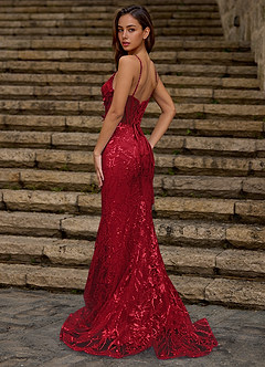 Blazing Rød Glitter gallakjole image3