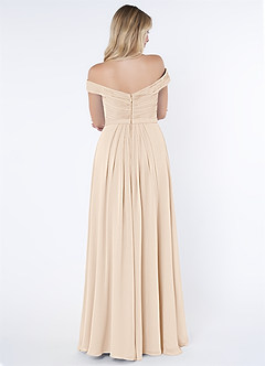 Azazie Audrianna Brautjungfernkleider Wandelbar A-Linie Schulterfrei gerafft Chiffon Kleid Alabaster Weiß image2