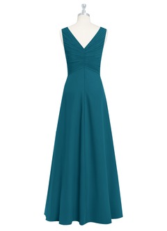 Azazie Flora Bridesmaid Dresses Ink Blue A-Line Pleated Chiffon Dress image8