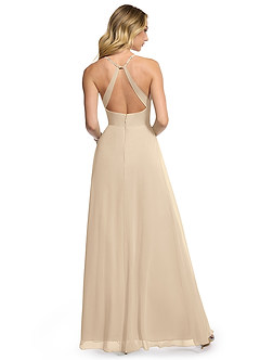 Azazie Davis Bridesmaid Dresses Champagne A-Line V-Neck Chiffon Dress image5