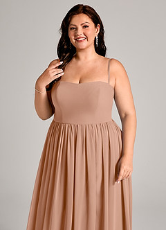 Azazie Calianna Bridesmaid Dresses Champagne Rose A-Line Off the Shoulder Chiffon Convertible Dress image11