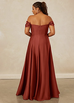 Christian Siriano Bridal for Azazie 1002 Brautjungfernkleider Wandelbar A-Linie Schulterfrei Stretch-Satin Kleid Terrakotta image16