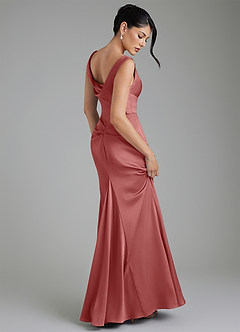 Azazie Spencer Bridesmaid Dresses Antique Rose Mermaid Pleated Stretch Satin Dress image2