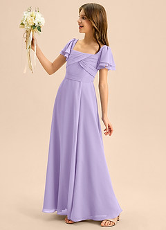 Azazie Azey Junior A-Linie Gestreift Chiffon Kleid Flieder image7