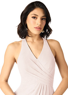 Azazie Danica Bridesmaid Dresses Rose Petal A-Line Pleated Chiffon Dress image4