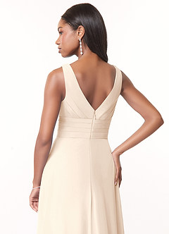 Azazie Julianna Robes de demoiselle d'honneur Robe Trapèze en Mousseline de soie Albâtre Blanc image4