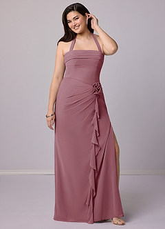 Barbie ♥ Azazie Bridesmaid Dresses Vintage Mauve Sheath Strapless Chiffon Convertible Dress image12