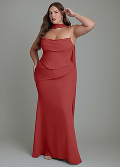 Azazie Sorrel 신부 들러리 드레스 인어 코르셋 쉬폰 바닥 길이 드레스 image12