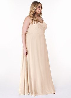 Azazie Davis Brautjungfernkleider A-Linie V-Hals Chiffon Kleid Alabaster Weiß image10