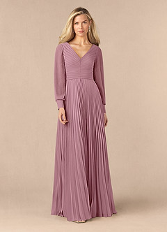 Azazie Zina Mother of the Bride Dresses Vintage Mauve A-Line Pleated Chiffon Dress image1