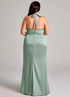 Azazie Valerie Bridesmaid Dresses Agave Mermaid Pleated Stretch Satin Dress image6