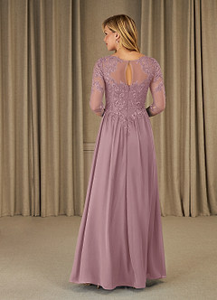 Azazie Mirielle Abiti per la Madre della Sposa Abito A-Line in Chiffon in Pizzo con Scollo a U Rosa Polverosa image2